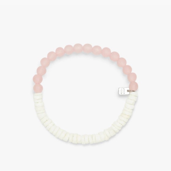 BRAND NEW - Pura Vida Puka Shell & Frosted Bead Stretch Bracelet in color Pink - Picture 2 of 7